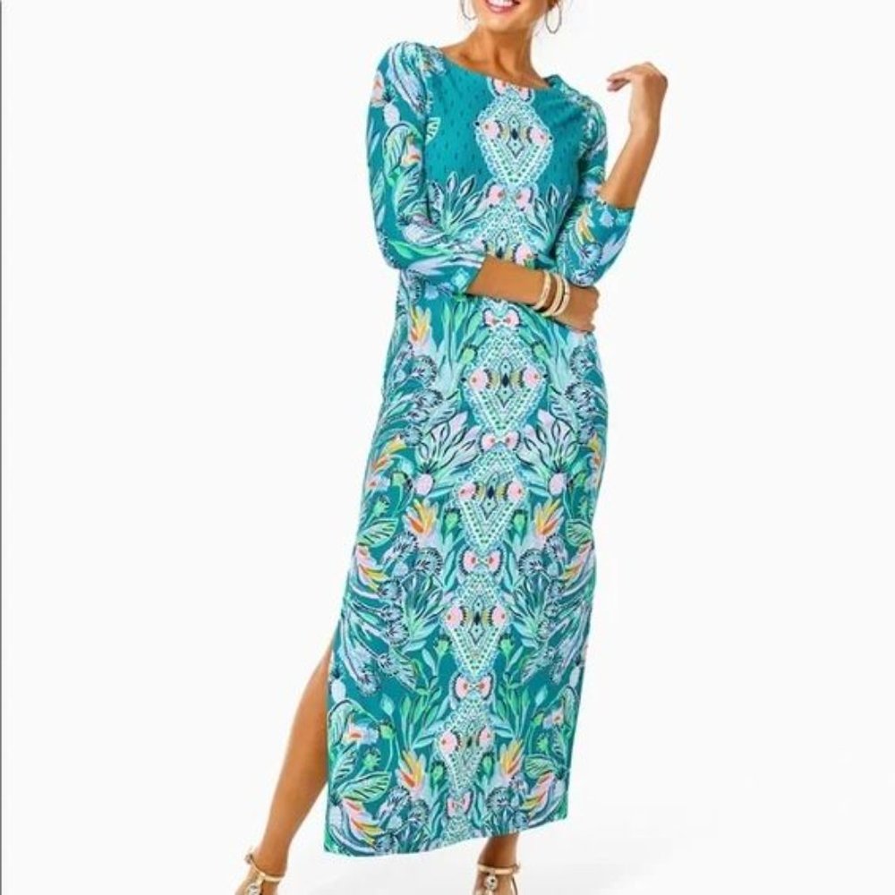 Lilly Pulitzer Seralina Maxi Dress UPF 50+ Rain Forest Engineered